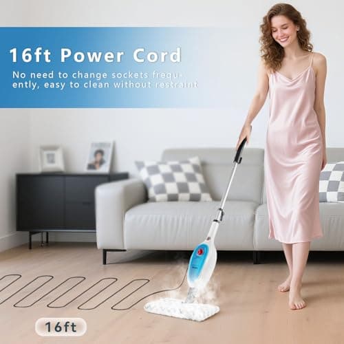 12-in-1 Steam Mop & Detachable Handheld Steam Cleaner, 400ML Tank with Adjustable Steam, Safe for Hardwood, Sealed Floors, Marble, Laminate, Stone & Tile 8
