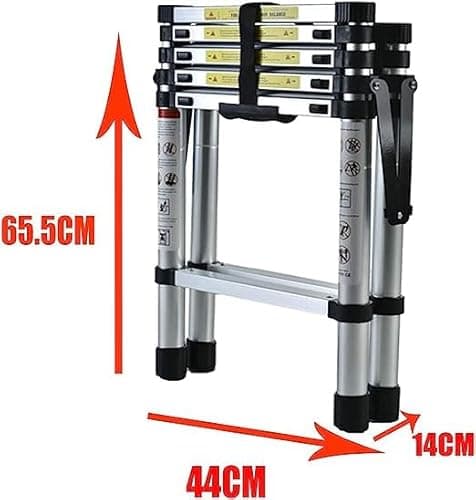 Qimu A-Frame Extension Step Ladder Aluminum Telescoping 4+5 (6.6ft + 7.5ft) Herringbone Lightweight Portable Multi-Purpose Telescopic Anti-Slip 330lbs Load Capacity 6