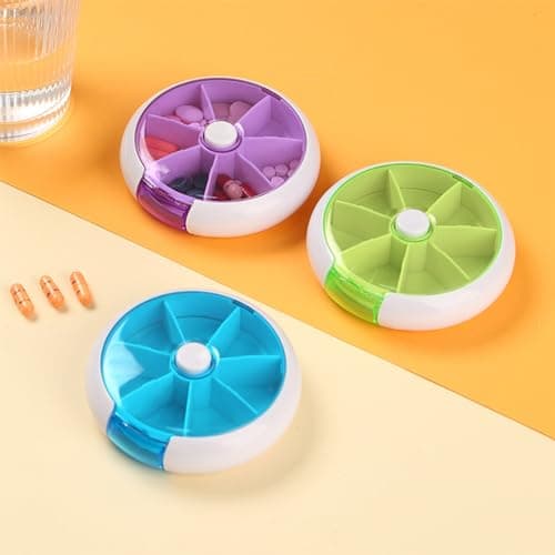 Pill Organizer Weekly 3PCS,INVODA Pill Case 7 Day 3 Times Medicine Pill Dispenser,Push Button Rotate Pill Planner with 7 Compartments (3 Group) 6