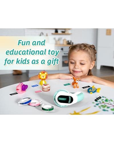 Memoqueen Green Embossing Label Maker with 6 Tapes, Portable Manual Vintage Label Writer,Old School Embossed Label Maker Printer for Office Home Organization and DIY Crafting 8