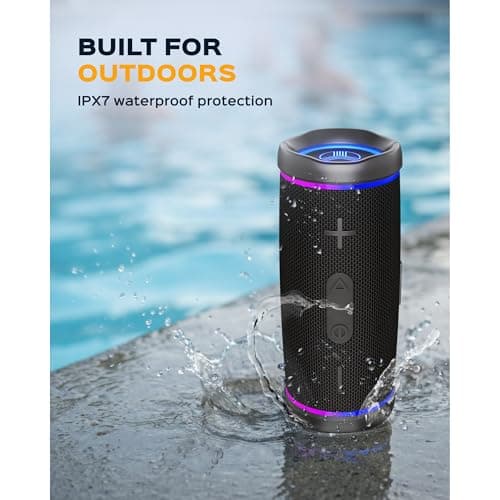 TREBLAB HD77 – Waterproof Bluetooth Speaker, 25W Loud 360° Sound, Deep Bass, IPX7, TWS Pairing, RGB Lights, 20H Battery, Portable Wireless Speaker for Outdoor, Beach, Camping, Party, Travel 5