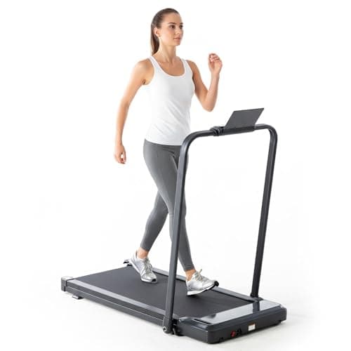 Smug Compact Treadmill with Handle, Space Saving Design for Home & Office, Quiet Under Desk Walking Pad, 200 Lbs Capacity 3 in 1 Portable Walking Treadmill