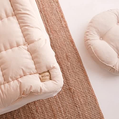 Wow 100% Organic Merino Wool Pillow Top Mattress Topper 2" for Back Pain Relief | Non-Toxic Raw Cotton Cover | Natural Cooling Quilted Fitted Mattress Pad | Hand Made Authentic Comfort | Medium Firm 8