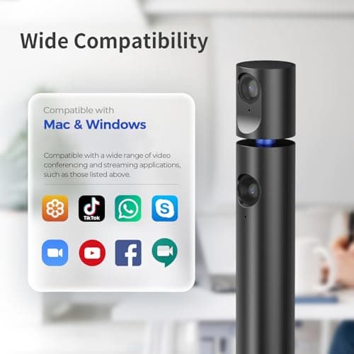 CZUR Halo X Pro Dual Webcam for PC, 1080P Web Camera with Microphone, USB Camera for Computer, 90° View, Plug & Play, Compatible with Windows&Mac, for TikTok/YouTube/Yahoo Messenger 5