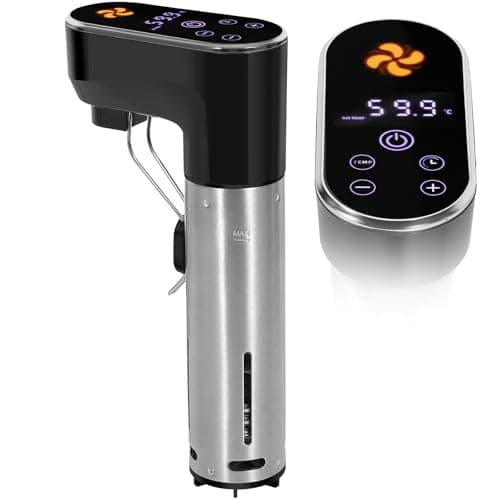Outohomo Sous Vide Cooker,WiFi APP and Recipes Included,1300W IPX7 Waterproof Immersion Circulators,Precision Slow Cooker,Digital Display Control,Ultra Quiet,Fast Heating,Easy to store(Silver)