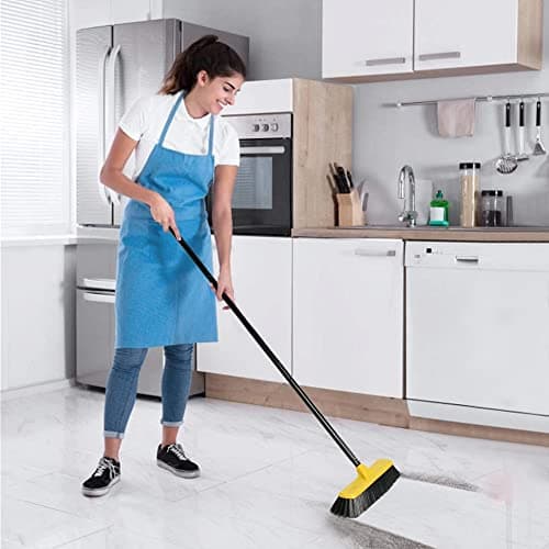 Push Broom with Long Handle, Floor Brush 51.6 inch Soft Bristle Broom 12.2" Wide for Cleaning Bathroom Kitchen Patio Garage Deck Tile 5