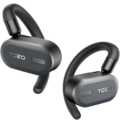TOZO O2 True Open Ear Wireless Headphones Lightweight with Multi-Angle Adjustment, Bluetooth 5.3 Earbuds with Dual-Axis Design for Long-Lasting Comfort, Crystal-Clear Calls for Driving, Dark Black