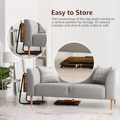 Folding TV Tray Adjustable Dinner - Trays for Eating On Couch Wooden Tables Mate Stand Foldable Desk with Cup Holder Portable 6