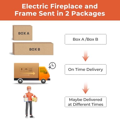 R.W.FLAME 43” Electric Fireplace Mantel Wooden Surround Firebox, TV Stand with Freestanding Electric Fireplace, Remote Control, Adjustable Led Flame, 750W/1500W Pearl White 6