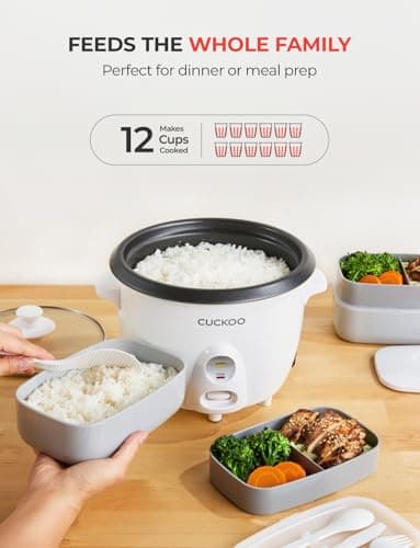 CUCKOO One Touch Rice Cooker 12-Cup Cooked, Small Rice Cooker & Warmer with Steamer Tray, Versatile Grain Cooker, Soup Maker, Auto Keep Warm, 6-Cup Uncooked, White (CR-0601C) 6
