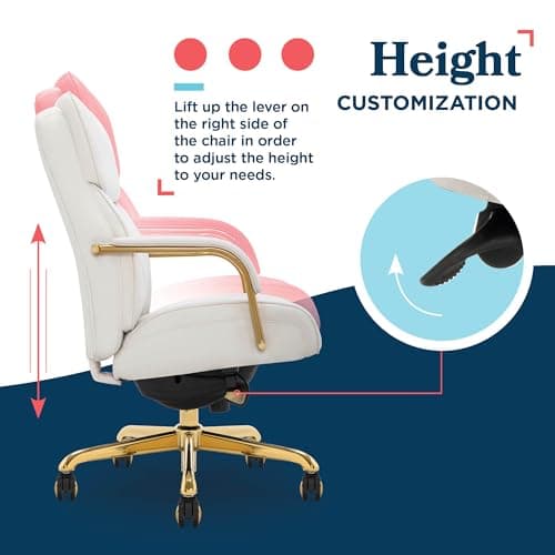 La-Z-Boy Symphony Ergonomic Bonded Leather Swivel Executive Chair, White and Gold (CCHR10013A) 7
