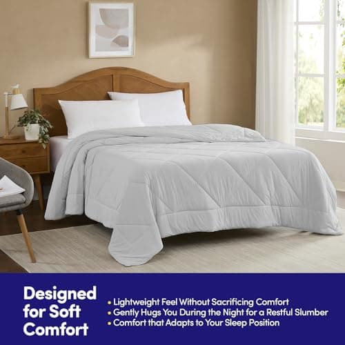 Oversized Cooling Comforter King/California King – Reversible Diamond-Quilted Comforter with Elegant Trim – Lightweight Breathable Blanket for Hot Sleepers, Night Sweats & All-Season Comfort, Silver 6