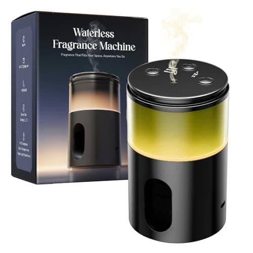 Pmsusoow Waterless Diffuser for Essential Oil: Mini Battery Scent Diffuser for Room&Home&Car with 9 Colors LED Light - Aroma Cool Mist Machine Obsidian Black