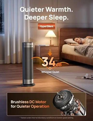 DREO Space Heater for Large Room, 23 Inch Electric Heaters for Indoor Use, 8 Safe Protection Tower, 70° Oscillation, PTC Ceramic with Thermostat and Remote, Quiet, 12H Timer, Bedroom, Office 6