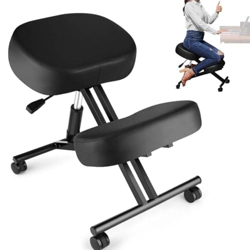 Ergonomic Kneeling Chair, Meditation Chair with Height Adjustable and Cushion for Home and Office, Posture Office Stool with an Angled Seat and Casters