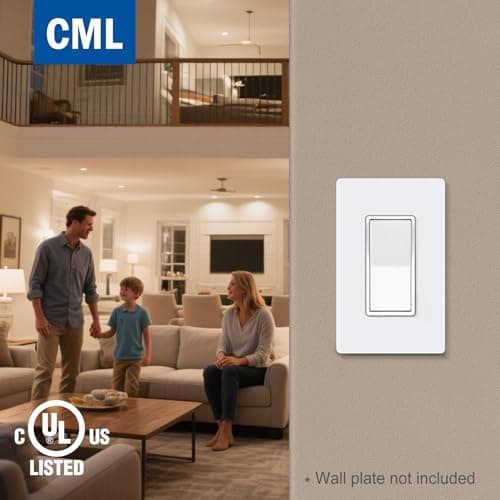 CML Single Pole Decorator Light Switch, 20 Pack Rocker Paddle Wall Switch, 15A 120/277V, On/Off Interrupter, UL Listed, White 7