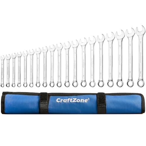 19-Piece Combination Wrench Sets CR-V Metric Wrench Set 6-24mm Box and Open End Wrench Set 12-Point with Rolling Pouch Industrial for Workshop Outdoor Diy Repair