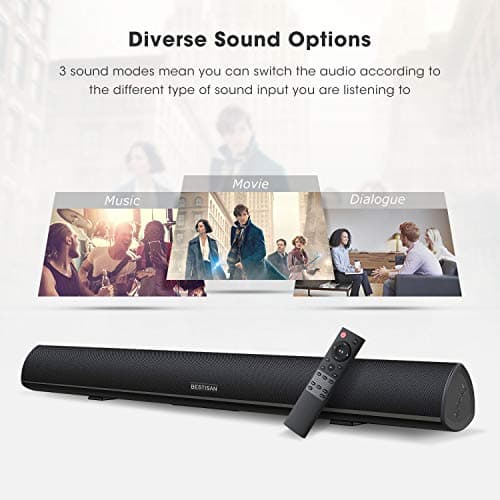 BESTISAN Sound Bar, 100Watt Soundbar for TV, Wired & Wireless Bluetooth 5.0 Sound Bar(40 Inch, 6 Drivers, Optical, HDMI-ARC) 5