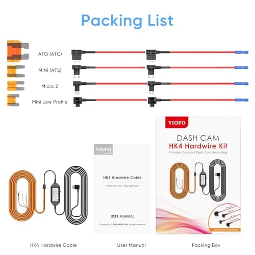 【Bundle: VIOFO A229 Pro 2CH + HK4 Hardwire Kit with 8pcs Fuse Tap】 VIOFO A229 Pro 4K HDR Dash Cam, Dual STARVIS 2 IMX678 IMX675, 4K+2K Front and Rear Car Camera, 2 Channel with HDR, 5GHz WiFi GPS 8