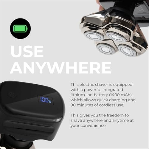 Skull Shaver Pitbull Gold PRO Head & Face Shaver - Premium Cordless Electric Shaver - for Wet & Dry Shaving - Features LED Battery Display - Comes with Travel Pouch 6