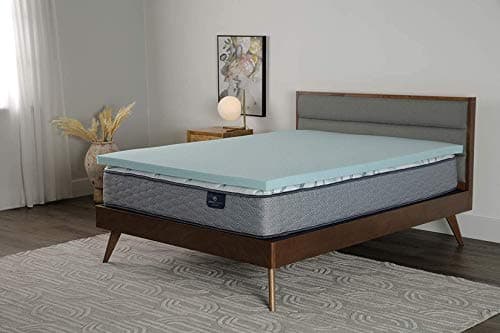 Serta ThermaGel Cooling, Pressure-Relieving Memory Foam Mattress Topper, 2 Inch, Twin XL, Blue 6