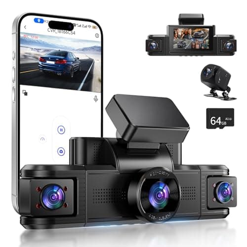 Kuayvan 4 Channel Dash Cam 360° View, Front and Rear Inside Left Right, 2K Dash Camera for Cars, Built-in 5G WiFi & APP Control, Night Vision, G-Sensor, 24/7 Recording Parking Mode, with 64GB SD Card