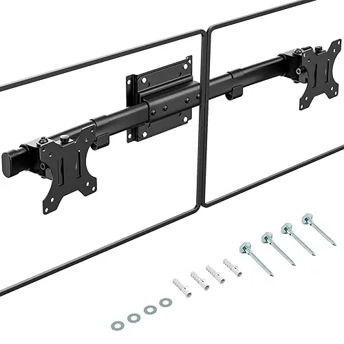 PUTORSEN Dual Monitor Wall Mount, Horizontal Assembly Mount for 2 Monitor Screens up to 27 inches,Max. 10kg, VESA 75x75/100x100mm