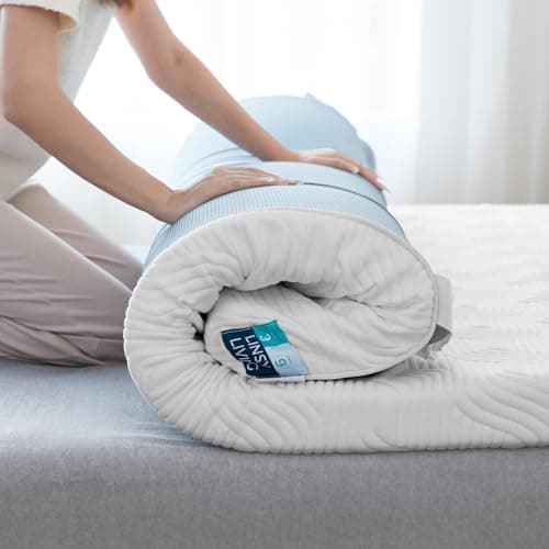 LINSY LIVING 3inch Firm Mattress Topper Twin, Extra Firm Memory Foam, Cooling Gel Infused Bed Topper with Tencel Cover, Reversible Dual Layers Mattress Pad with Removable Cover, CertiPUR-US Certified