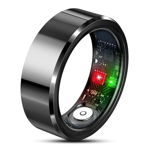 BUDAOLIU Smart Ring, Wearable Fitness Ring Health Tracker, Sleep Tracking, Heart Rate Fitness Tracker, 5-7 Days Battery Life (Black, Size 10# – 19.8mm Diameter)