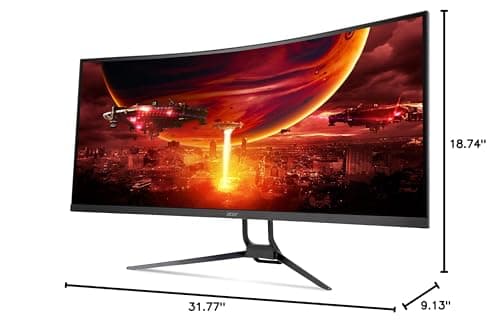 acer Nitro 34 Inch UWQHD 3440 x 1440 1000R Curved PC Gaming Monitor | AMD FreeSync Premium | Up to 180Hz Refresh | Up to 0.5ms | AdobeRGB 90%| Delta E<2 | 1 DP 1.2 & Two HDMI 2.0| EDA343CUR V3bmiippx 16