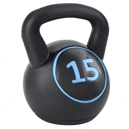 Fitvids Wide Grip Kettlebell Exercise Fitness Weight Set – Includes 5 lbs – 30LB Set of 3: 5/10/15LB – Black 6