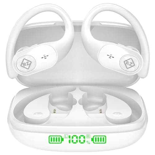 Wireless Earbuds Bluetooth Headphones Wireless Charging Case LED Display 40H Playtime Built in Mic Over Ear buds Waterproof Earphones with Earhooks Deep Bass Sound Headset for Sport Running Workout TV