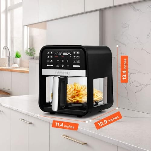 Gourmias 7-Quart Digital Air Fryer With Glass Basket, 12 One-Touch Presets, Oil-Free Crisp Technology, Touchscreen, Easy Clean, Large Family Capacity, Black 9