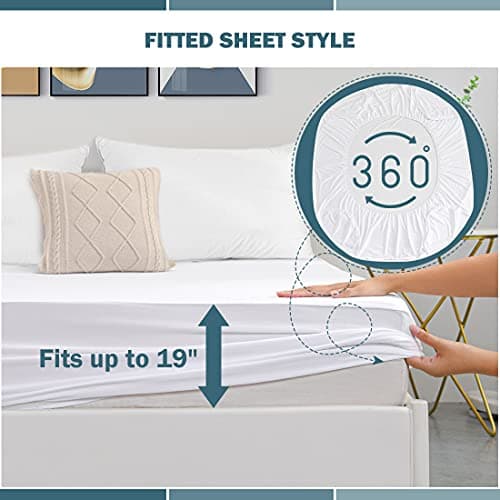 2 Pack Twin Waterproof Mattress Protector Deep Pocket Mattress Cover, Soft Breathable Mattress Pad, Fitted Noiseless Waterproof Bed Cover Stretch to 19" 5