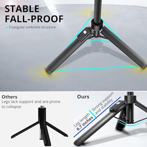 Selfie Stick, 50 inch Selfie Stick Tripod with Wireless Remote, Phone Tripod Stand Compatible with iPhone 14 13 12 11 pro Samsung Note 20 10 S20… 5