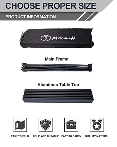 MSSOHKAN Camping Table Folding Portable Camp Side Table Aluminum Lightweight Carry Bag Beach Outdoor Hiking Picnics BBQ Cooking Dining Kitchen 5