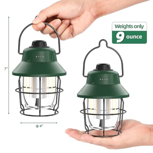 JINIU Rechargeable LED Camping Lantern, Mini Retro Portable Waterproof Lantern, 1000LM, 3 Light Modes (2700-6500K) Stepless Dimming Brightness, Hanging Tent Light for Camping, Power Outages 5