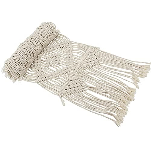 Patioer Macrame Table Runner for Farmhouse 48 Inches Long, Wedding Table Decor or Boho Table Runners for Dining Room, Vintage Rustic Bohemian Style Home Decor, 13 x 48 Inches, Pure Cotton