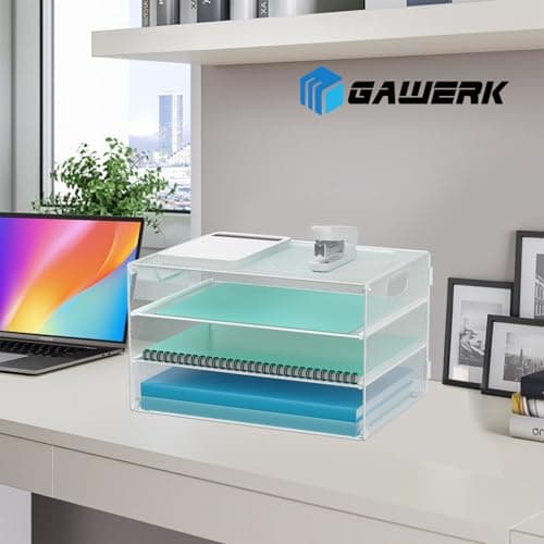 Gawerk 4 Tier Lettrer Tray Organizer with Handle, Mesh Desk Paper Letter Tray Organizer for Office & Home, White 7