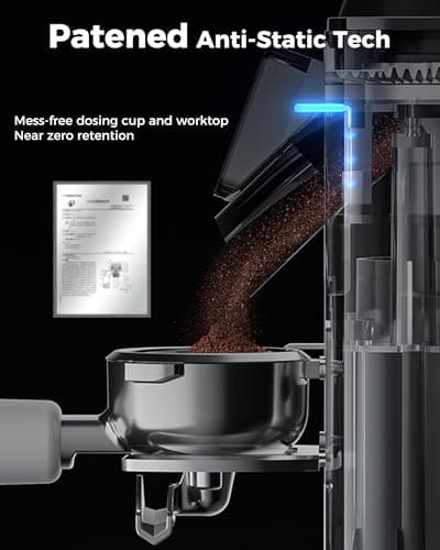 Tuni G1 Conical Burr Coffee Grinder, 48 Grind Settings Anti-static Burr Mill, Precision Electronic Timer and LED Touchscreen for Espresso/Drip/Cold Brew/French Press, Stainless Steel, Silver 5