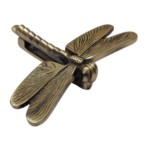 Brass Antique Finish Dragonfly Door Knocker – Unique Decorative Front Door Hardware for Wooden House, Garden, Farmhouse – 6" Wide x 4.5" Long Vintage Home Décor Accessory 5