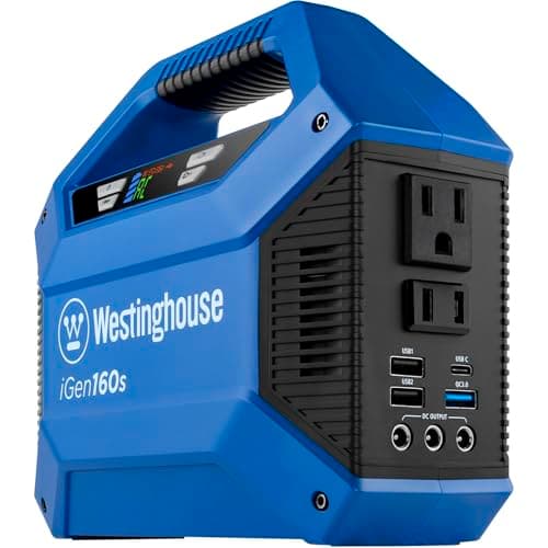 Westinghouse 155Wh 150 Peak Watt Portable Power Station & Solar Generator, Modified Sine Wave AC Outlet, Backup Lithium Battery for Camping, Home, Travel, Indoor/Outdoor Use (Solar Panel Not Included)