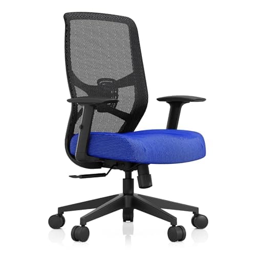 Tempur-Pedic ProTask Executive Task Office Chair with Cooling Gel Layer and Built-in Lumbar Support, Height-Adjustable Ergonomic Mesh Office Desk Chair, Blue
