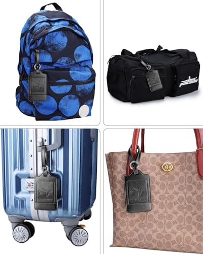 3 Pack Luggage Tags - Quick Install, Privacy Protection, Airplane Travel Essentials for Suitcases, Durable Leather - Black 5