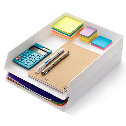 Mr. Pen- Letter Tray Desk Organizer, Plastic, 2 Pack, White File Organizer for Desk, Paper Organizer for Desk, Paper Holder for Desk, White Desk Organizer, Paper Tray Organizer, Office Desk Organizers