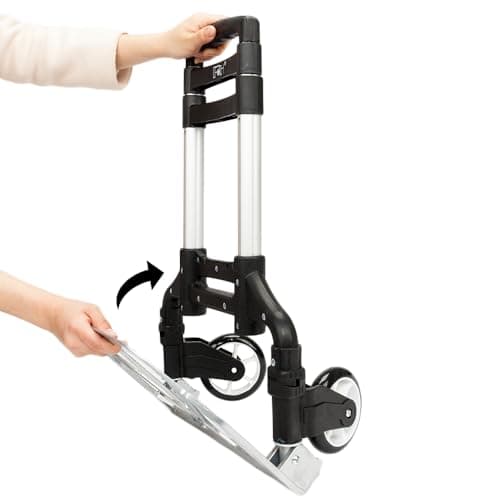 FCH Folding Hand Truck Aluminum Portable Folding Hand Cart 165lbs Capacity Hand Cart and Dolly Ideal for Home, Auto, Office,Travel Use,Black 8