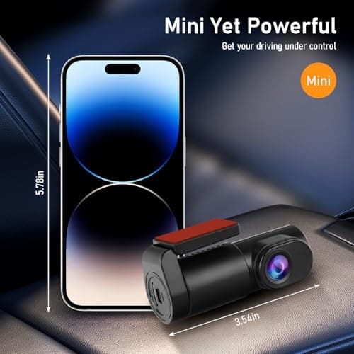 NICEWIN Dash Cam Front - 32GB SD Card Mini WiFi Dash Cam for Cars 1080P 140° Wide-Angle Super Night Vision|Loop Recording|App Control 5