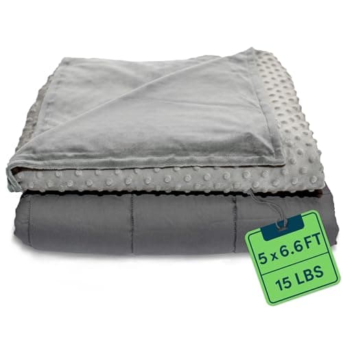 Quility Weighted Blanket for Adults - 15 LB Queen Size Heavy Blanket for Cooling & Heating - 100% Cotton Big Blanket w/Glass Beads, Machine Washable Blankets - 60"x80", Grey