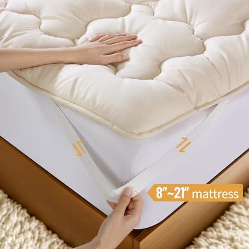 Baauye Organic Merino Wool Mattress Topper Queen-4 (60"x80" Cream) 7