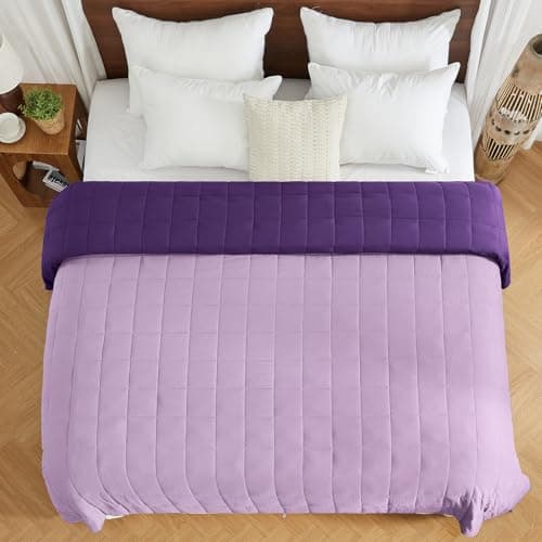 yescool Weighted Blanket for Adults (20 lbs, 60” x 80”, Purple) Cooling Heavy Blanket for Sleeping Perfect for 190-210 lbs, Queen Size Breathable Blanket with Premium Glass Bead, Machine Washable 7